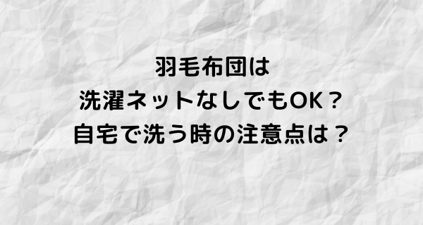 羽毛布団は洗濯ネットなしでもOK？