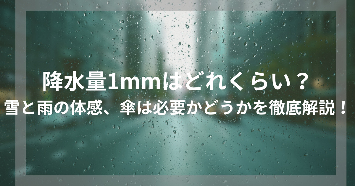 降水量1mmはどれくらい？雪と雨の体感、傘は必要かどうかを徹底解説！